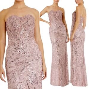 Elegant Strapless Pink Evening Gown